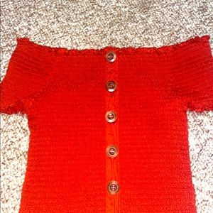 Orange off the shoulder top!